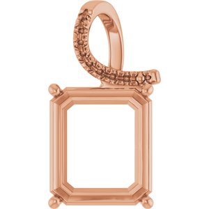 18K Rose Gold 15x13 mm Emerald Pendant Mounting – image 2
