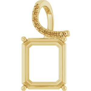 10K Yellow Gold 15x13 mm Emerald Pendant Mounting – image 2