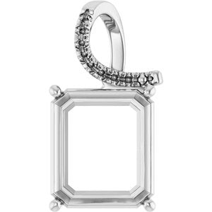 Continuum Sterling Silver 15x13 mm Emerald Pendant Mounting – image 2