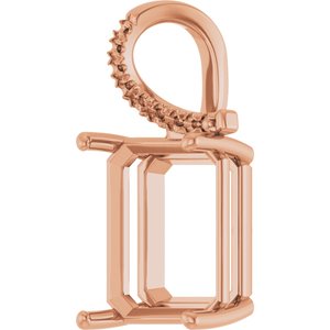10K Rose Gold 15x13 mm Emerald Pendant Mounting – image 4