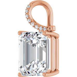 10K Rose Gold 15x13 mm Emerald Pendant Mounting – image 3