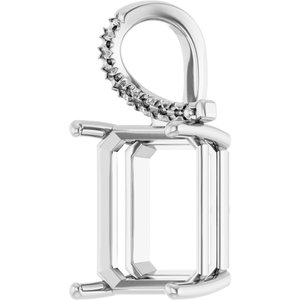 Sterling Silver 15x13 mm Emerald Pendant Mounting – image 4
