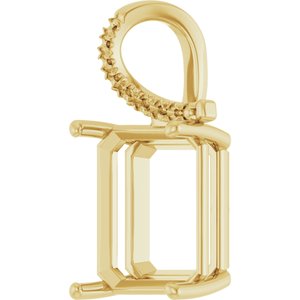 18K Yellow Gold 15x13 mm Emerald Pendant Mounting – image 4