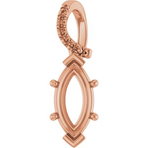10K Rose Gold 12x6 mm Marquise Pendant Mounting – image 2