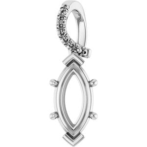 14K White Gold 12x6 mm Marquise Pendant Mounting – image 2