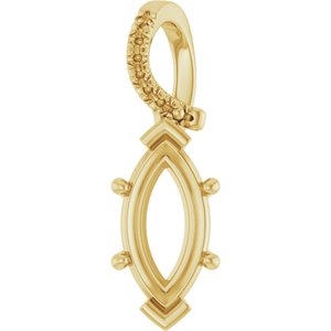 14K Yellow Gold 12x6 mm Marquise Pendant Mounting – image 2