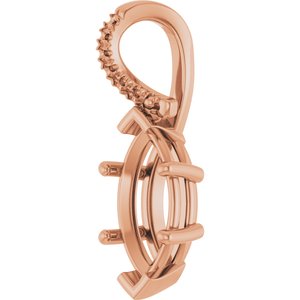 18K Rose Gold 12x6 mm Marquise Pendant Mounting – image 4