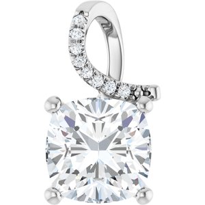 18K White Gold 10x10 mm Cushion Pendant Mounting