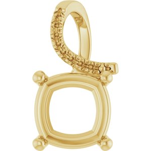 18K Yellow Gold 10x10 mm Cushion Pendant Mounting – image 2