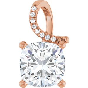10K Rose Gold 10x10 mm Cushion Pendant Mounting