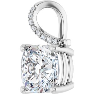 10K White Gold 10x10 mm Cushion Pendant Mounting – image 3