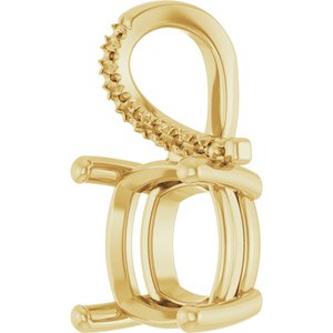 14K Yellow Gold 10x10 mm Cushion Pendant Mounting – image 4