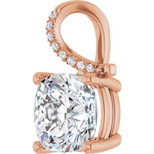 14K Rose Gold 10x10 mm Cushion Pendant Mounting – image 3