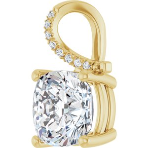 10K Yellow Gold 10x10 mm Cushion Pendant Mounting – image 3