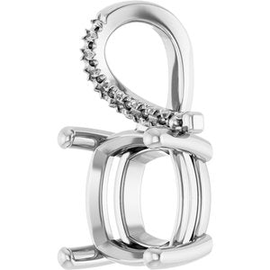 14K X1 White Gold 10x10 mm Cushion Pendant Mounting – image 4