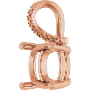 10K Rose Gold 10x10 mm Cushion Pendant Mounting – image 4