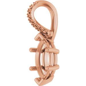 14K Rose Gold 10x5 mm Marquise Pendant Mounting – image 4