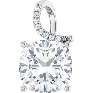 18K White Gold 14x14 mm Cushion Pendant Mounting