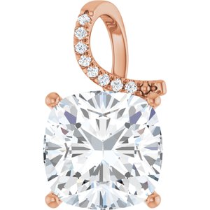 10K Rose Gold 14x14 mm Cushion Pendant Mounting