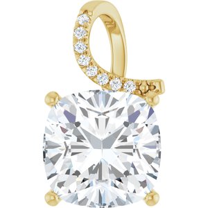 10K Yellow Gold 14x14 mm Cushion Pendant Mounting