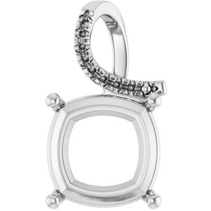 Continuum Sterling Silver 14x14 mm Cushion Pendant Mounting – image 2