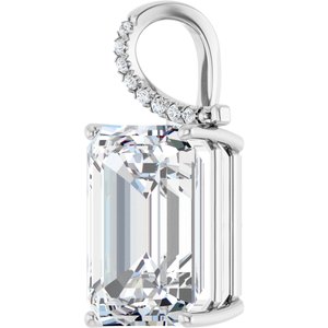 14K White Gold 18x13 mm Emerald Pendant Mounting – image 3