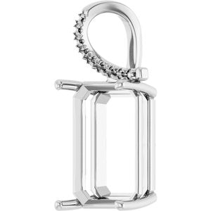 Continuum Sterling Silver 18x13 mm Emerald Pendant Mounting – image 4