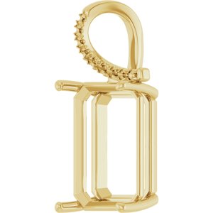 14K Yellow Gold 18x13 mm Emerald Pendant Mounting – image 4