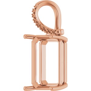 14K Rose Gold 18x13 mm Emerald Pendant Mounting – image 4
