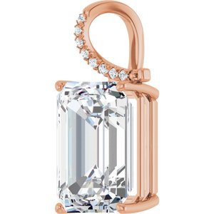 18K Rose Gold 18x13 mm Emerald Pendant Mounting – image 3