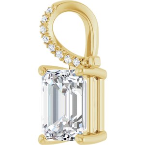 10K Yellow Gold 9x7 mm Emerald Pendant Mounting – image 3