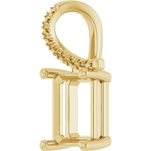 10K Yellow Gold 9x7 mm Emerald Pendant Mounting – image 4