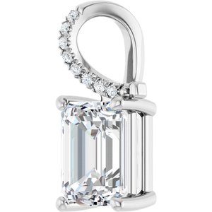 18K White Gold 9x7 mm Emerald Pendant Mounting – image 3