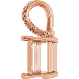 14K Rose Gold 9x7 mm Emerald Pendant Mounting – image 4