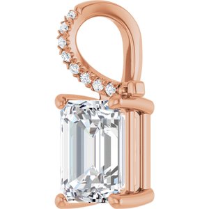 14K Rose Gold 9x7 mm Emerald Pendant Mounting – image 3
