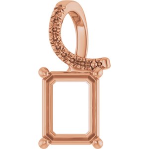 10K Rose Gold 9x7 mm Emerald Pendant Mounting – image 2