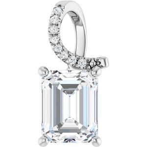 18K White Gold 9x7 mm Emerald Pendant Mounting