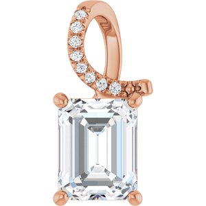14K Rose Gold 9x7 mm Emerald Pendant Mounting