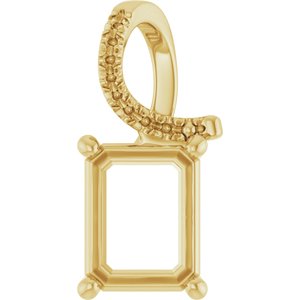 10K Yellow Gold 9x7 mm Emerald Pendant Mounting – image 2