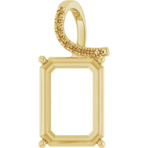 14K Yellow Gold 18x13 mm Emerald Pendant Mounting – image 2