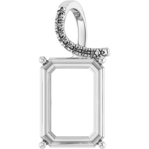 10K White Gold 18x13 mm Emerald Pendant Mounting – image 2