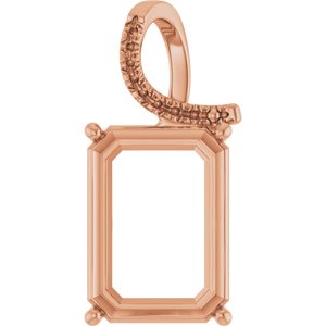 18K Rose Gold 18x13 mm Emerald Pendant Mounting – image 2