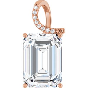 18K Rose Gold 18x13 mm Emerald Pendant Mounting