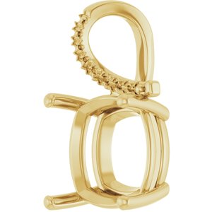 14K Yellow Gold 14x14 mm Cushion Pendant Mounting – image 4