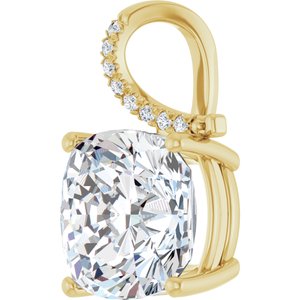 10K Yellow Gold 14x14 mm Cushion Pendant Mounting – image 3