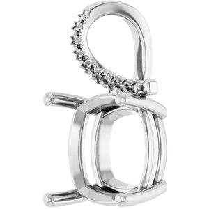 Sterling Silver 14x14 mm Cushion Pendant Mounting – image 4