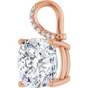 18K Rose Gold 14x14 mm Cushion Pendant Mounting – image 3