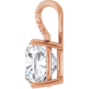 10K Rose Gold 14x14 mm Cushion Pendant Mounting – image 5
