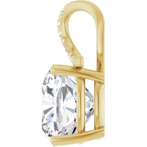 18K Yellow Gold 14x14 mm Cushion Pendant Mounting – image 5