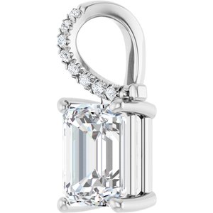 14K White Gold 8.5x6.5 mm Emerald Pendant Mounting – image 3
